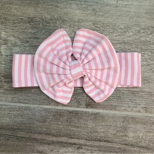 New Girls pink stripe headband with bow